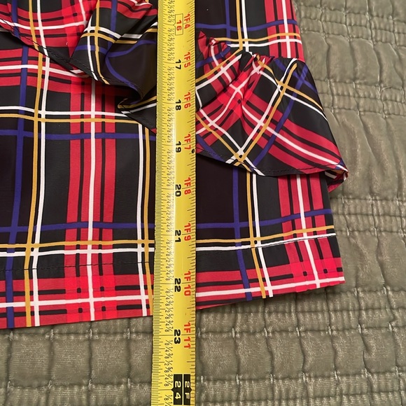 J. Crew Plaid Tartan Sleeveless Pullover with Ruffle Front Accents - Picture 6 of 8
